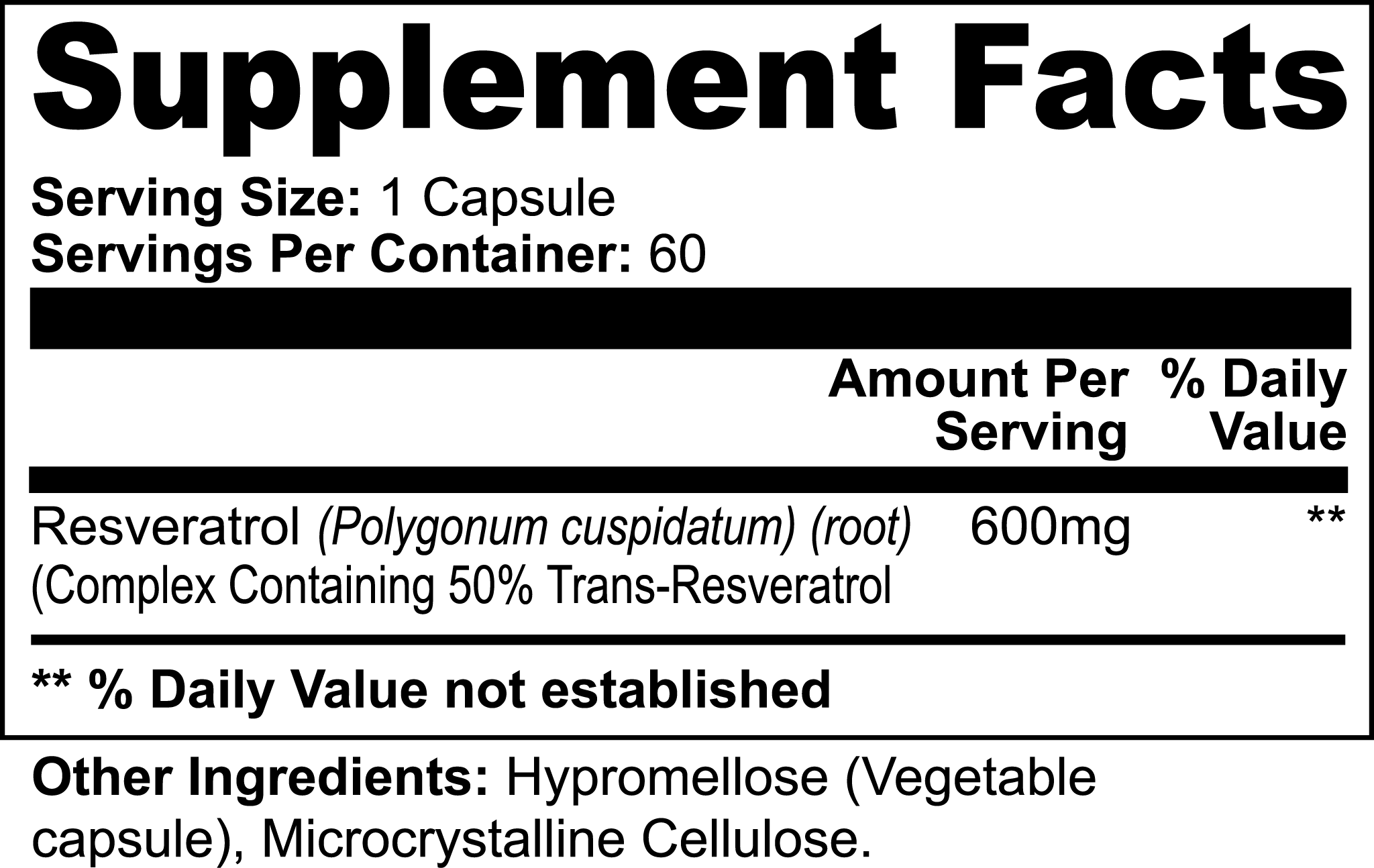 Resveratrol 50% 600mg - Anti-ageing Supplement