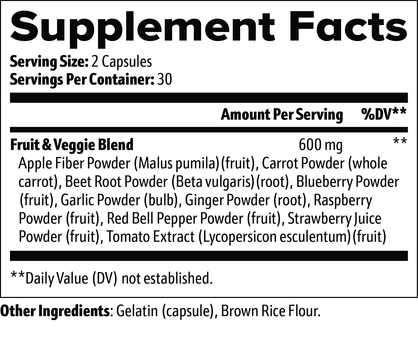 Fruits and Veggies - Nutritional Support Supplement